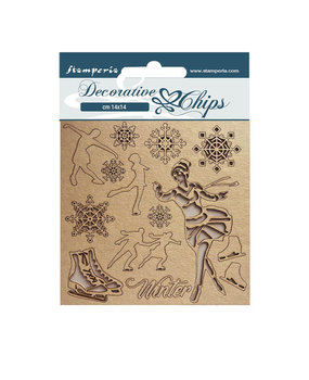 Stamperia Christmas Decorative Chips Ice Skater (SCB149)*
