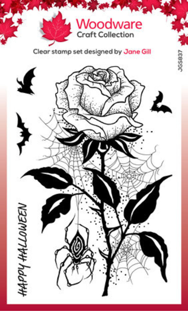 Woodware Spider & Rose Clear Stamps (JGS837) Woodware Spider & Rose Clear Stamps (JGS837)