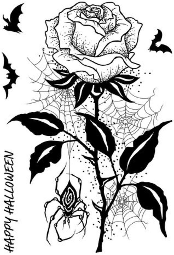 Woodware Spider & Rose Clear Stamps (JGS837) Woodware Spider & Rose Clear Stamps (JGS837)