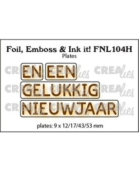 Crealies Hot Foil Plate Horizontal En Een Gelukkig Nieuwjaar (FNL104H)