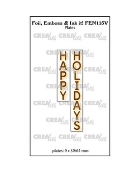 Crealies Hot Foil Plate Vertical Happy Holidays (FEN115V)