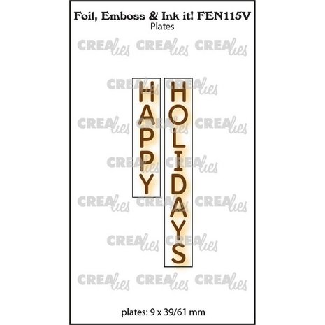 Crealies Hot Foil Plate Vertical Happy Holidays (FEN115V)