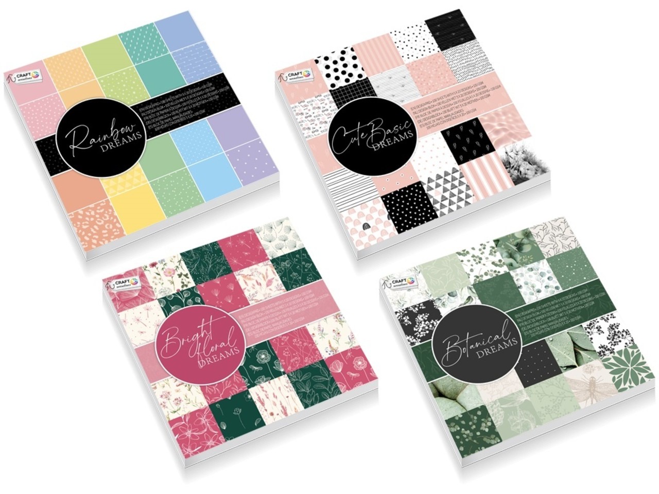 Craft Sensations Cute Basic Dreams 10x10cm Paper Pad (CR0730/21GE)