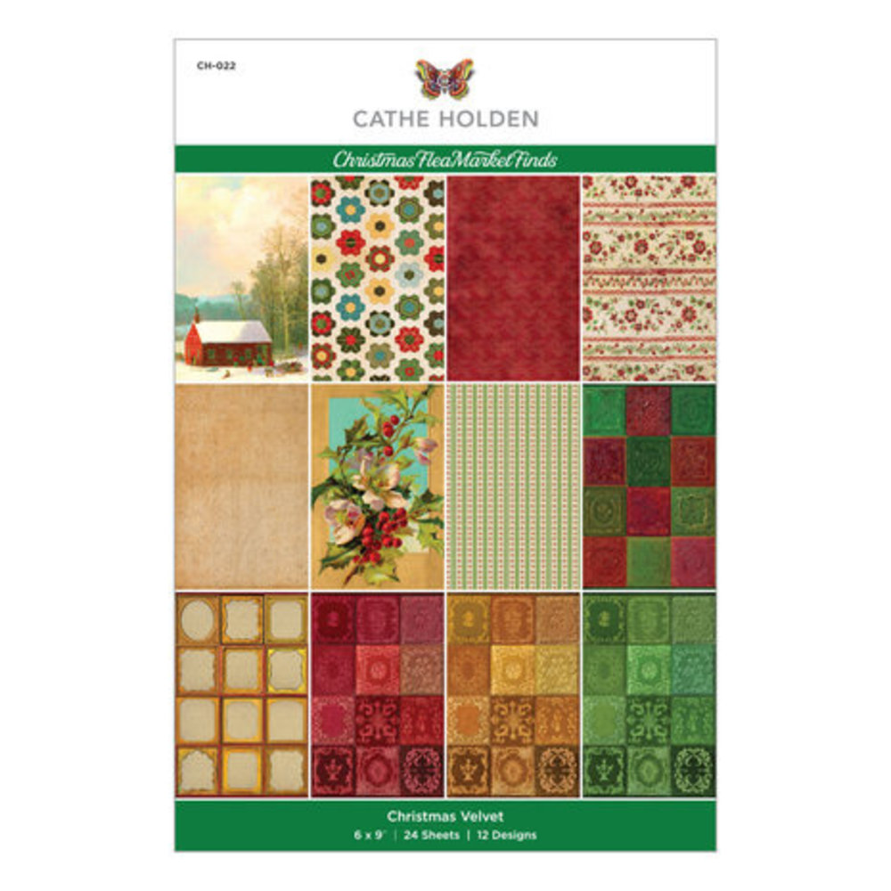 Spellbinders Christmas Flea Market Finds Christmas Velvet 6x9 Inch Paper Pad (CH-022)