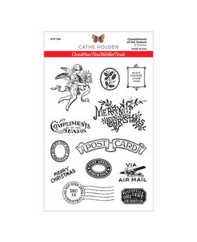 Spellbinders Christmas Flea Market Finds Compliments of the Season Clear Stamps (STP-146)