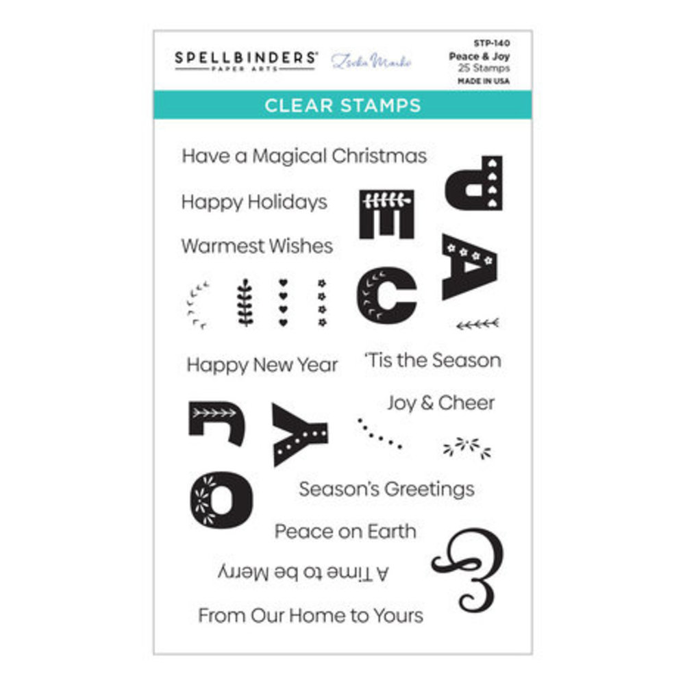 Spellbinders Winter Tales Peace & Joy Clear Stamp (STP-140)
