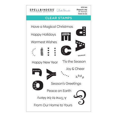 Spellbinders Winter Tales Peace & Joy Clear Stamp (STP-140)