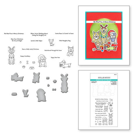 Spellbinders Holiday Cheer Enclosed Christmas Pups Clear Stamp & Die Set (SDS-178)
