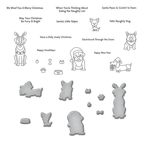 Spellbinders Holiday Cheer Enclosed Christmas Pups Clear Stamp & Die Set (SDS-178)