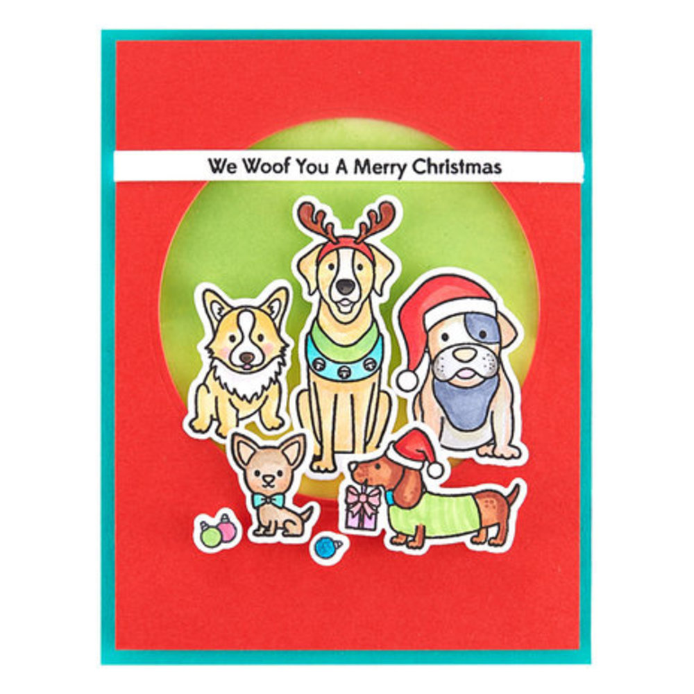 Spellbinders Holiday Cheer Enclosed Christmas Pups Clear Stamp & Die Set (SDS-178)