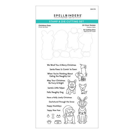 Spellbinders Holiday Cheer Enclosed Christmas Pups Clear Stamp & Die Set (SDS-178)