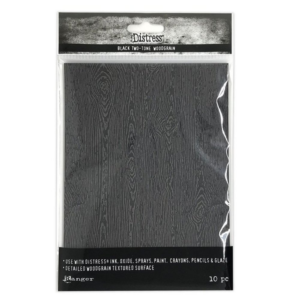 Ranger Distress Halloween Woodgrain Cardstock Black (TSHK81135)