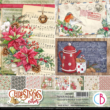 Ciao Bella Papercrafting Christmas Vibes 8x8 Inch Paper Pad (CBH057)