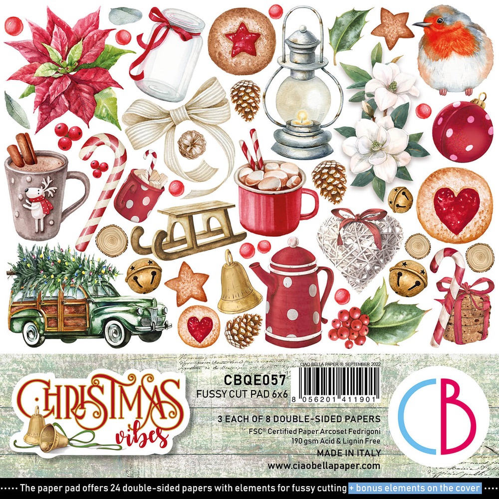 Ciao Bella Papercrafting Christmas Vibes 6x6 Inch Paper Pad (CBQE057) Ciao Bella Papercrafting Christmas Vibes 6x6 Inch Paper Pad (CBQE057)