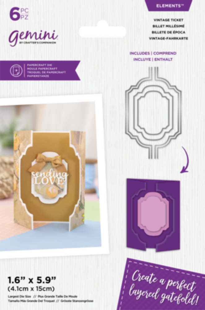Gemini Layered Edge Gatefold Vintage Ticket Elements Dies (GEM-MD-ELE-VITI)