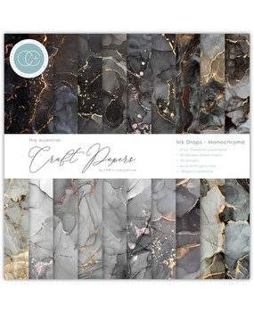 Craft Consortium Essential Craft Papers 6x6 Inch Paper Pad Ink Drops Monochrome (CCEPAD021B)