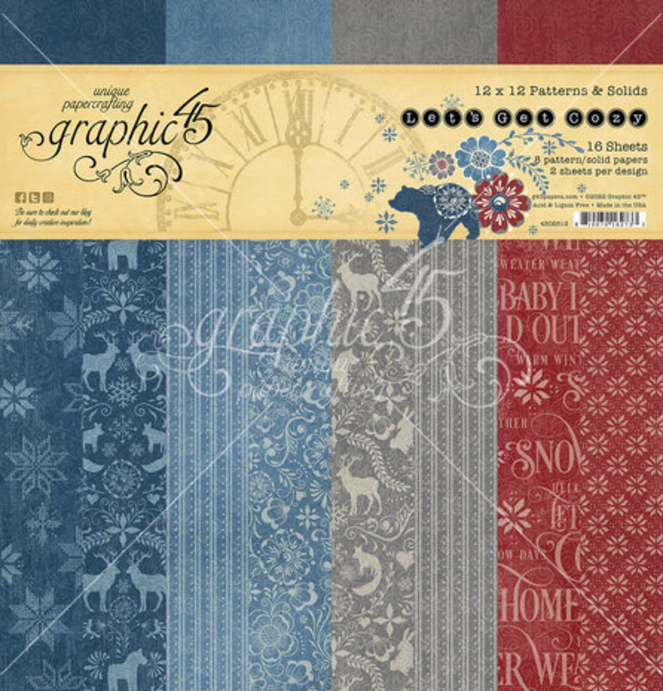 Graphic 45 Let's Get Cozy 12x12 Inch Patterns & Solids Paper Pack (4502512) Graphic 45 Let's Get Cozy 12x12 Inch Patterns & Solids Paper Pack (4502512)