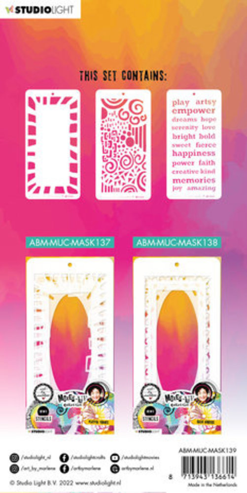 Studio Light Mixed-Up Collection Slimline Masking Stencil Artsy Designs (ABM-MUC-MASK139) Studio Light Mixed-Up Collection Slimline Masking Stencil Artsy Designs (ABM-MUC-MASK139)