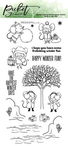 Picket Fence Studios Frolicking Winter Friends 4x8 Inch Clear Stamps (A-168)