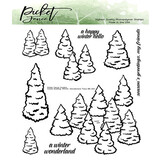 Picket Fence Studios Scene Building Winter Wonderland Trees 4x4 Inch Clear Stamps (BB-200)
