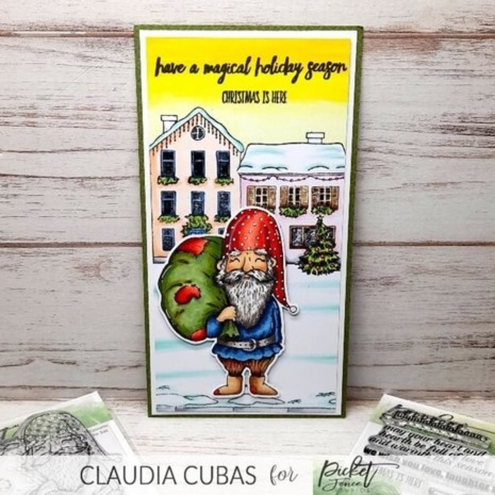 Picket Fence Studios Jolly Christmas Gnome 3x4 Inch Clear Stamps (C-141) Picket Fence Studios Jolly Christmas Gnome 3x4 Inch Clear Stamps (C-141)