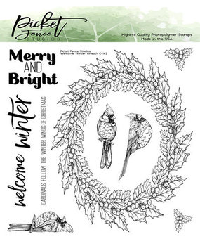 Picket Fence Studios Welcome Winter Wreath 6x6 Inch Clear Stamps (C-142) Picket Fence Studios Welcome Winter Wreath 6x6 Inch Clear Stamps (C-142)