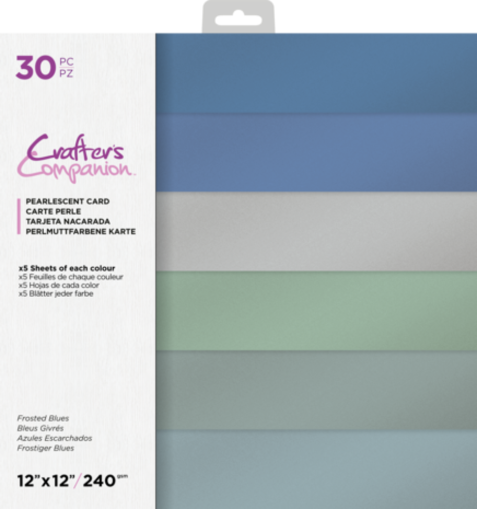 Crafter's Companion Frosted Blues 12x12 Inch Pearlescent Card Pack (CC-PAD12-FRBL)
