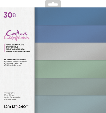 Crafter's Companion Frosted Blues 12x12 Inch Pearlescent Card Pack (CC-PAD12-FRBL)