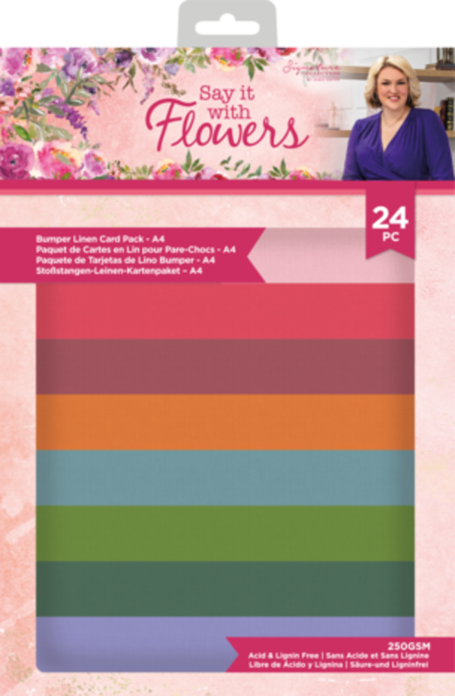 Crafter's Companion Say It With Flowers A4 Bumper Linen Card Pack (S-SIWF-BUMPLIN-A4)