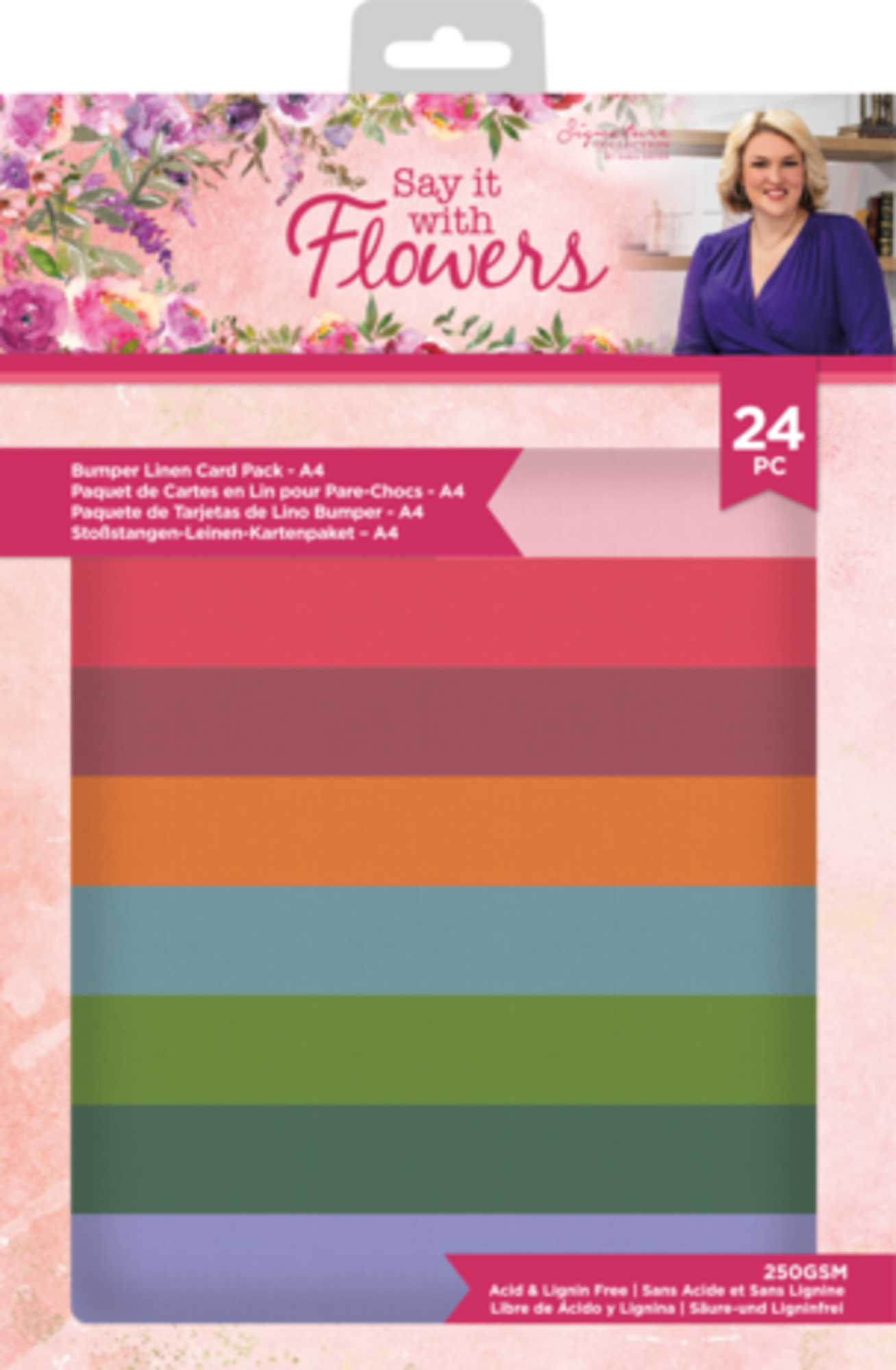 Crafter's Companion Say It With Flowers A4 Bumper Linen Card Pack (SS