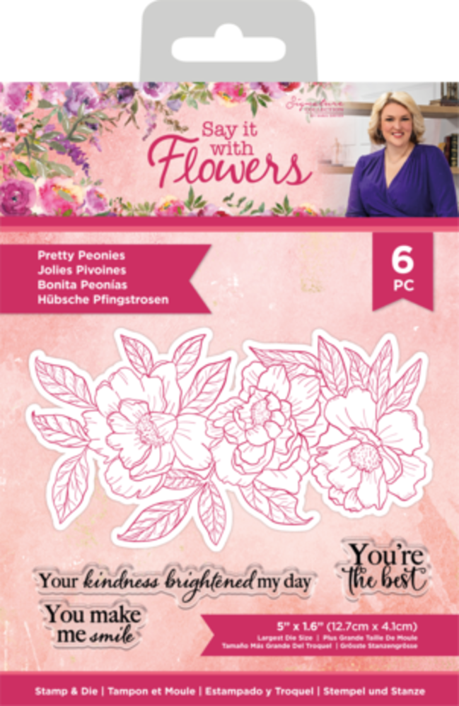 Crafter's Companion Say It With Flowers Stamp & Die Pretty Peonies (S-SIWF-STD-PRPE)