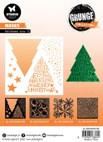 Studio Light Grunge Christmas Tree 6x6 Inch Masking Stencil (SL-GR-MASK156)