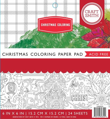Craft Smith Christmas Coloring 6x6 Inch Paper Pad (CIN023) Craft Smith Christmas Coloring 6x6 Inch Paper Pad (CIN023)