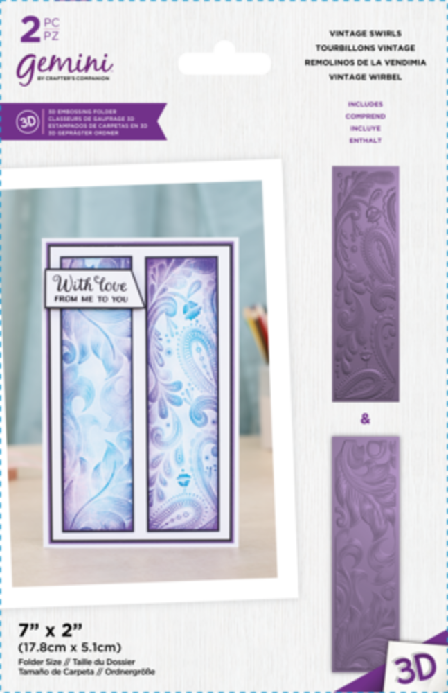 Gemini Floral Panel 3D Embossing Folder Vintage Swirls (GEM-EF2-3D-VISW) Gemini Floral Panel 3D Embossing Folder Vintage Swirls (GEM-EF2-3D-VISW)