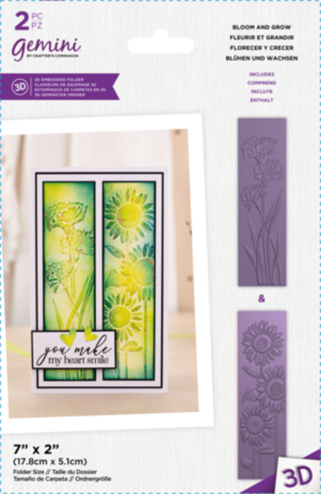 Gemini Floral Panel 3D Embossing Folder Bloom and Grow (GEMEF23DBLG