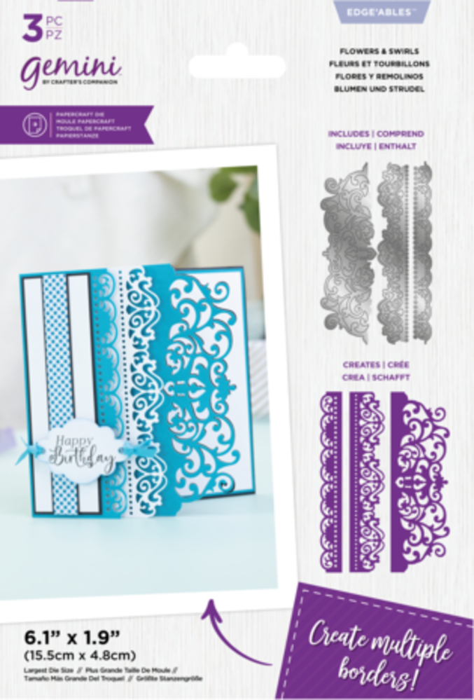Gemini Delicate Lace Flowers And Swirls Edge'ables Dies (GEM-MD-EDG-FLSW) Gemini Delicate Lace Flowers And Swirls Edge'ables Dies (GEM-MD-EDG-FLSW)