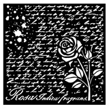 Stamperia Rose Parfum Thick Stencil 18x18cm Manuscript with Rose (KSTDQ77)