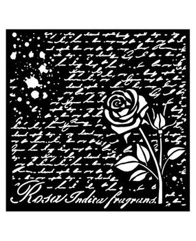 Stamperia Rose Parfum Thick Stencil 18x18cm Manuscript with Rose (KSTDQ77) Stamperia Rose Parfum Thick Stencil 18x18cm Manuscript with Rose (KSTDQ77)