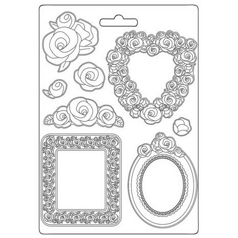 Stamperia Rose Parfum Soft Mould A4 Frames and Roses (K3PTA4554) Stamperia Rose Parfum Soft Mould A4 Frames and Roses (K3PTA4554)