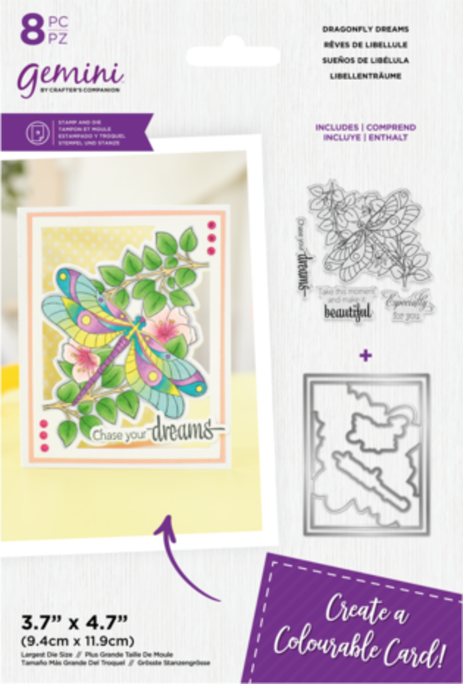 Gemini Colourable Create-a-Card Stamp & Die Dragonfly Dreams (GEM-STD-DRADR) Gemini Colourable Create-a-Card Stamp & Die Dragonfly Dreams (GEM-STD-DRADR)