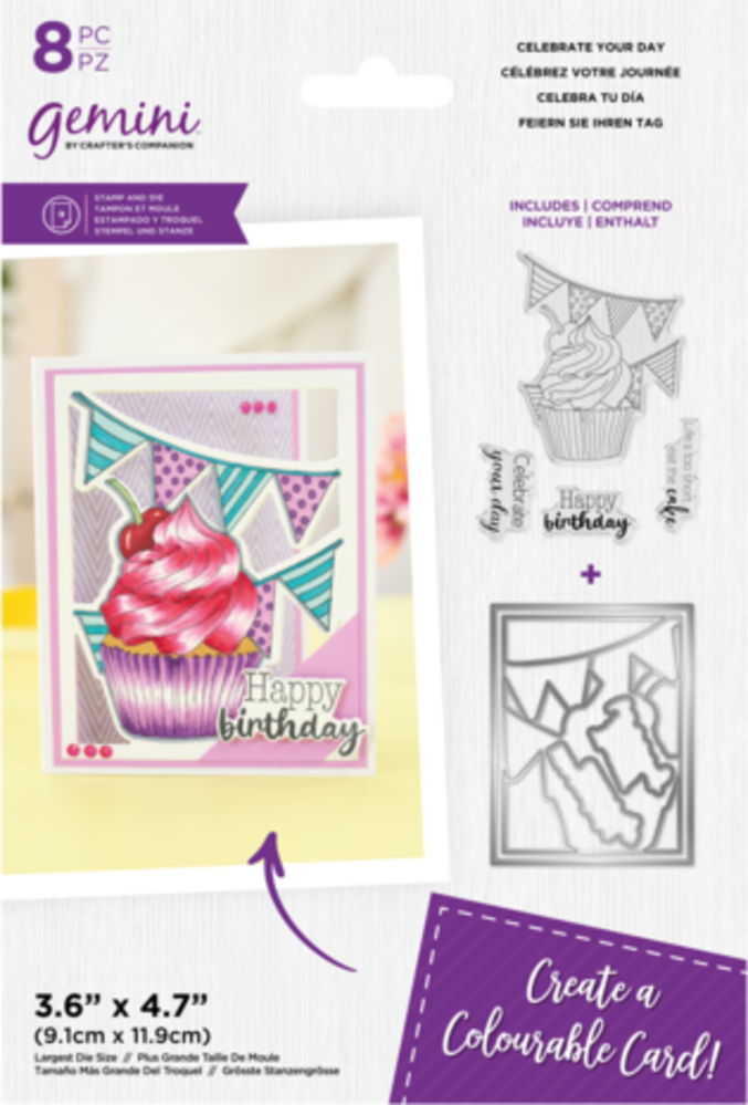 Gemini Colourable Create-a-Card Stamp & Die Celebrate Your Day (GEM-STD-CYDA)