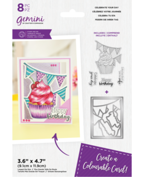 Gemini Colourable Create-a-Card Stamp & Die Celebrate Your Day (GEM-STD-CYDA) Gemini Colourable Create-a-Card Stamp & Die Celebrate Your Day (GEM-STD-CYDA)