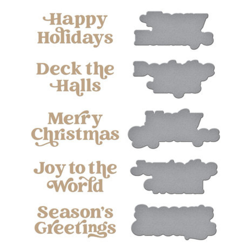 Spellbinders Simon Hurley Joyful Christmas Sentiments Glimmer Hot Foil Plate & Die Set (GLP-361)