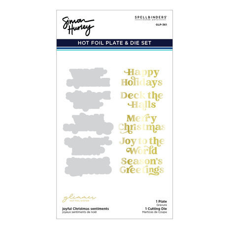 Spellbinders Simon Hurley Joyful Christmas Sentiments Glimmer Hot Foil Plate & Die Set (GLP-361)