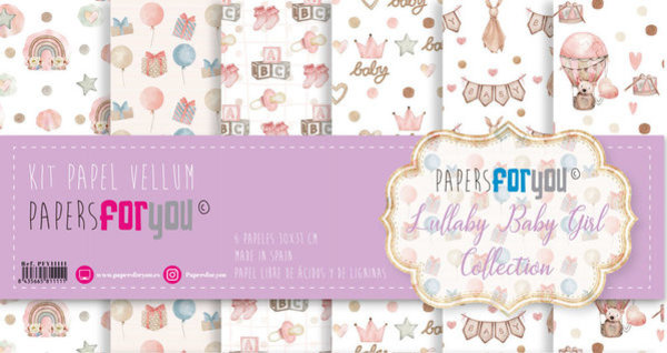 Papers For You Lullaby Baby Girl 12x12 Inch Vellum Pack (6pcs) (PFY-11111)