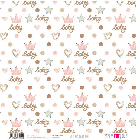 Papers For You Lullaby Baby Girl 12x12 Inch Vellum Pack (6pcs) (PFY-11111)