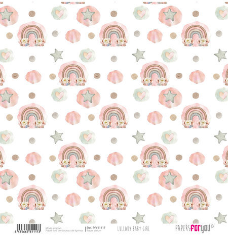 Papers For You Lullaby Baby Girl 12x12 Inch Vellum Pack (6pcs) (PFY-11111)
