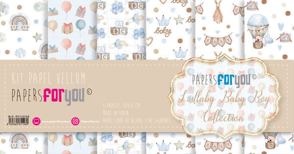 Papers For You Lullaby Baby Boy 12x12 Inch Vellum Pack (6pcs) (PFY-11128)