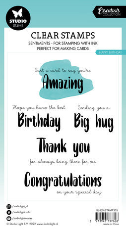 Studio Light Essentials Clear Stamp Happy Birthday (SL-ES-STAMP305) Studio Light Essentials Clear Stamp Happy Birthday (SL-ES-STAMP305)