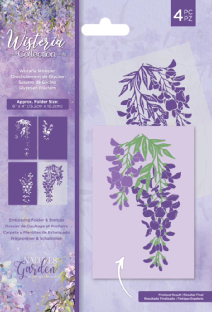 Crafter's Companion Wisteria Collection Embossing Folder & Stencil Wisteria Whisper (NG-WC-EF5-WWHIS)